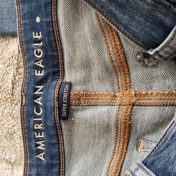 American Eagle Distressed Super Stretch Blue Jean Jegging Size 4 Waist - Picture 4 of 8